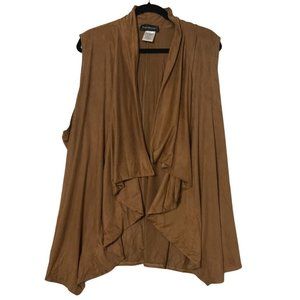 Travel Elements Cardigan Jacket Womens Plus Size 2X Suede Look Sleeveless Solid